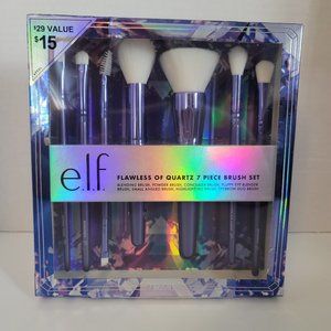 Elf Flawless of Quartz 7 Piece Makeup Brush Set New Eyes Lips Face Blue